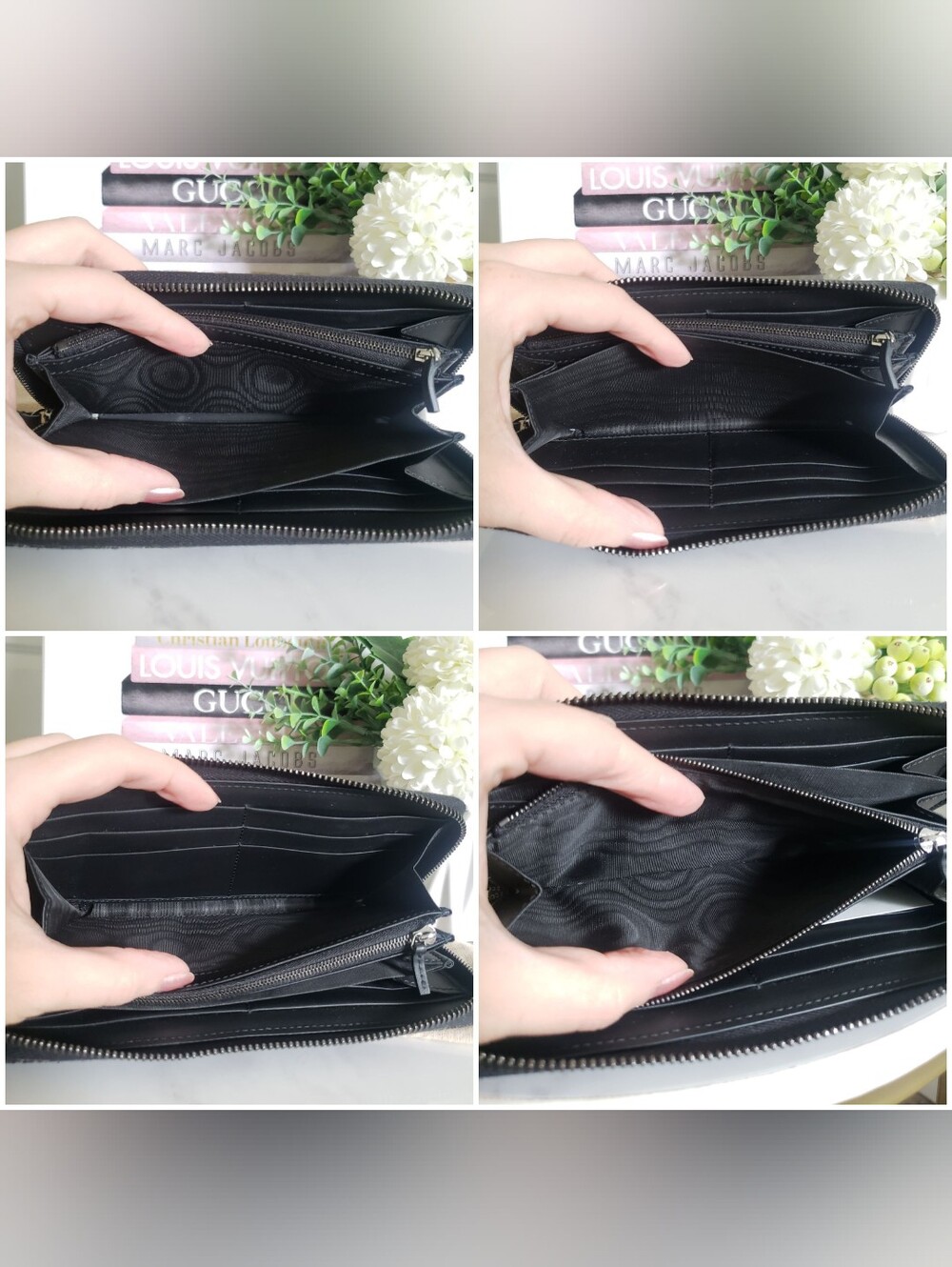 Authentic Pre-owned Gucci Petite Marmont Black Denim & Leather Zip Around Wallet - Picture 8 of 13